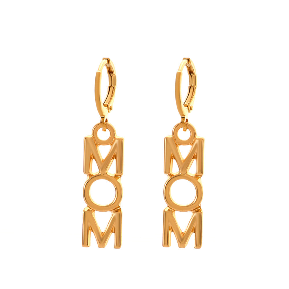 Wholesale Mother's Day Minimalist Letter Alloy Earrings